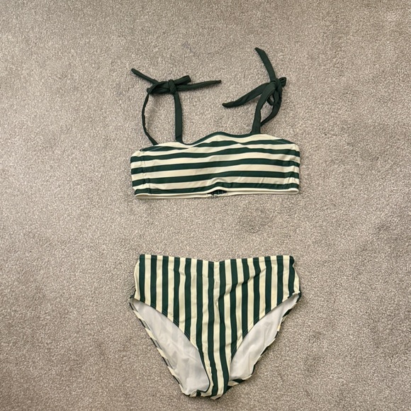 summersalt Other - Summersalt Striped Green and White Bikini Set